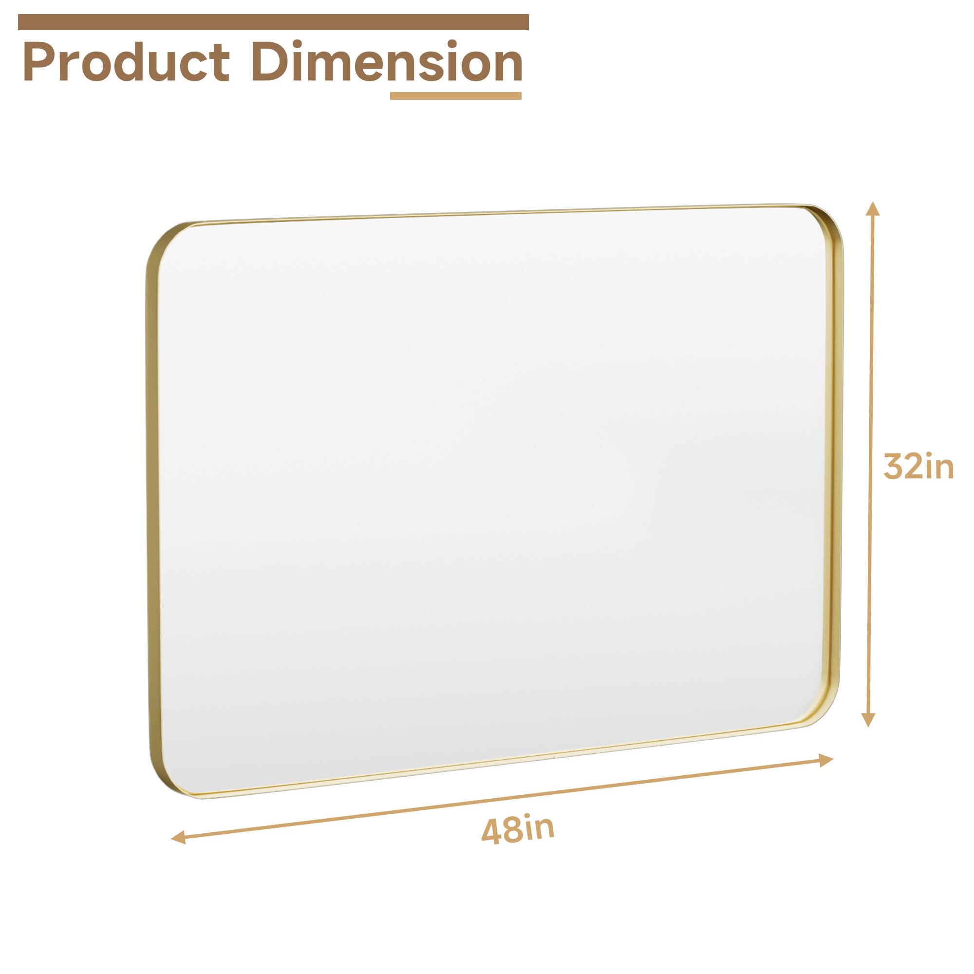 LOVMOR Tempered Glass Rounded Rectangle Framed Wall Mounted Bathroom