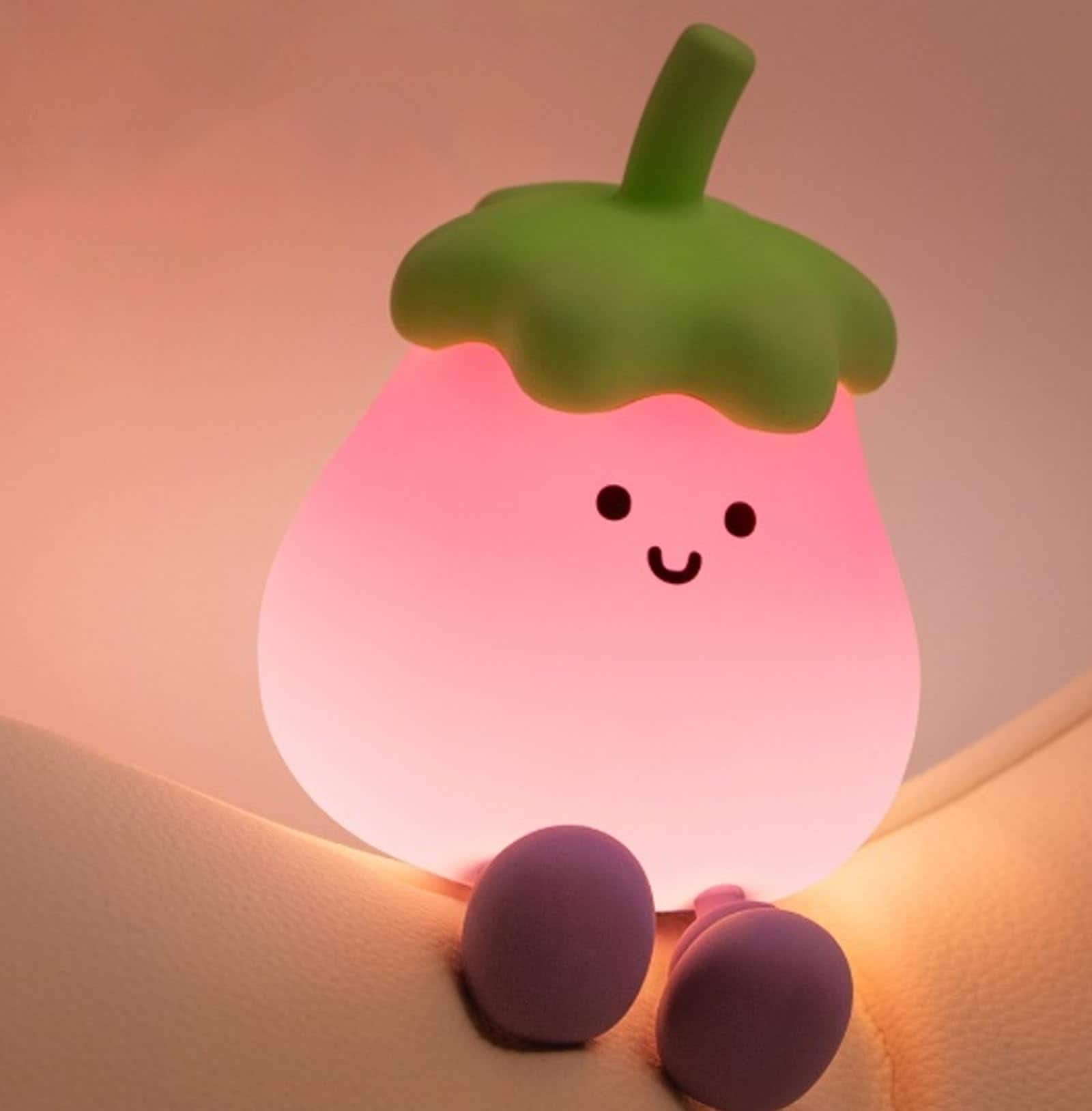 MAGICAL RUBS - Turtle Night Light For 7 Color Changing & Touch Control Rechargeable Usb Silicone Squishy Led Lamp Sleep Bedside - Eggplant
