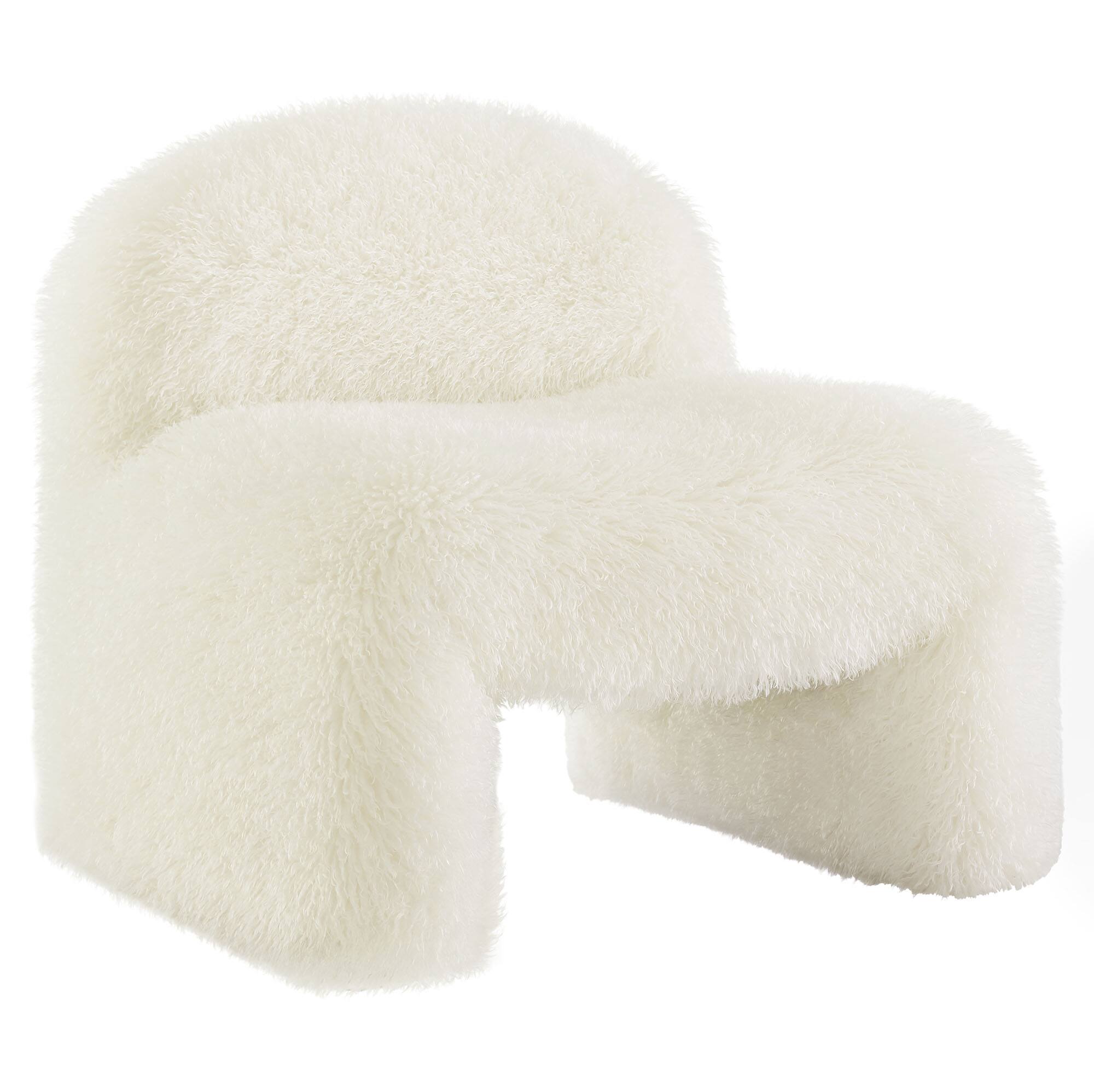 Angle. Modway - Mina Faux Fur Accent Chair by Modway - White.