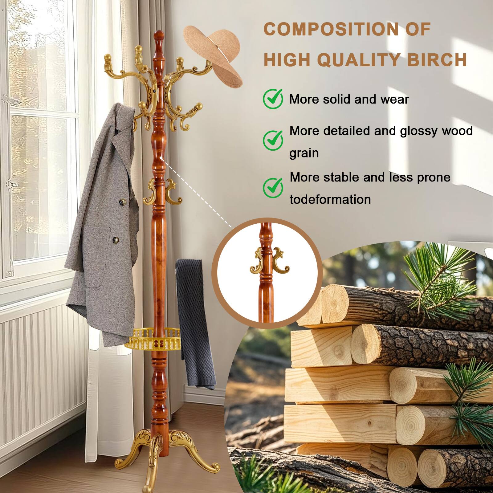 COMPOSITION OF HIGH QUALITY BIRCH

- More solid and wear
- More detailed and glossy wood grain
- More stable and less prone to deformation