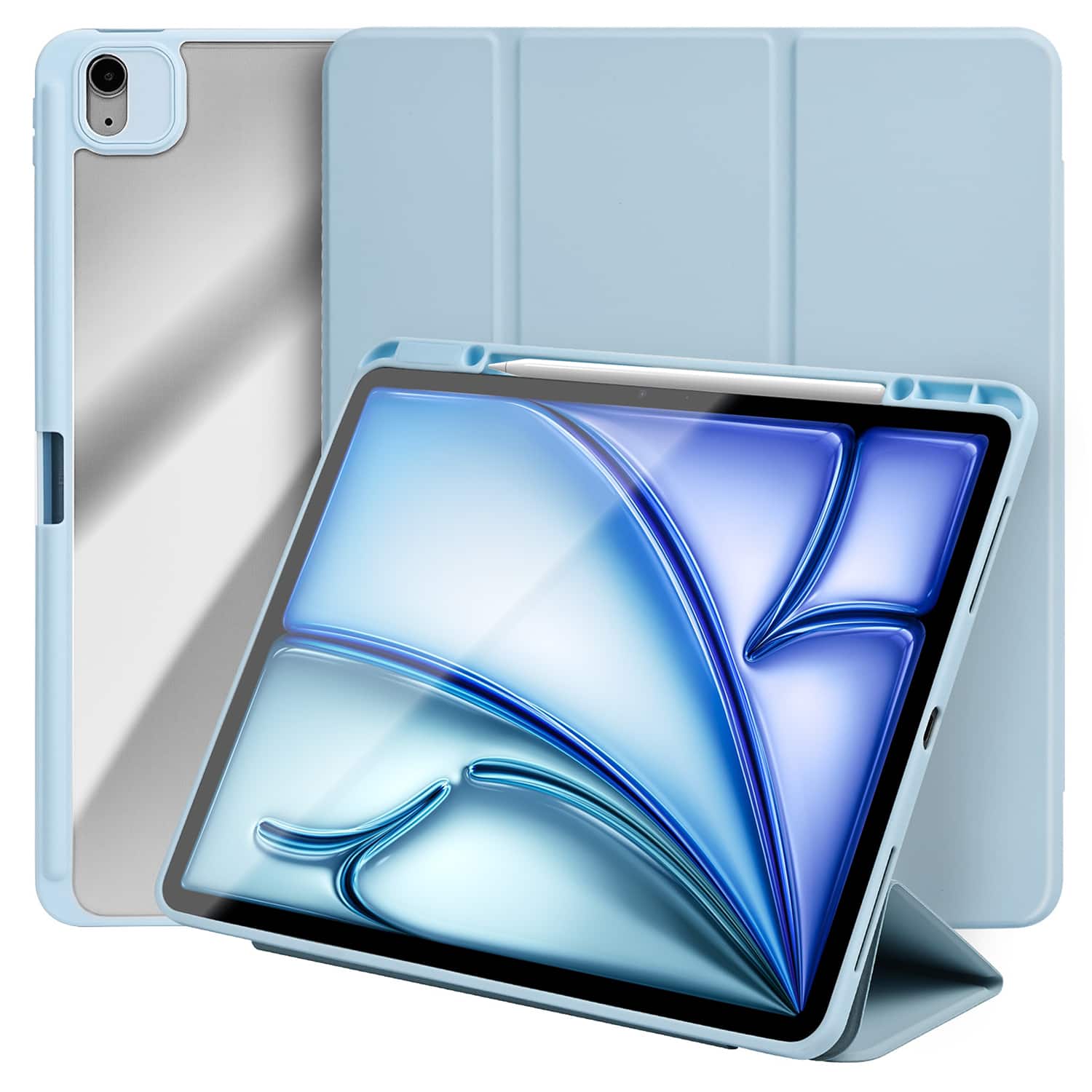 Vena - For Apple iPad Air 13 Inch Case Clear, iPad Air M3 13 Inch Case, Trifold Stand, iPad Pro 12.9" Case, Pastel - Blue