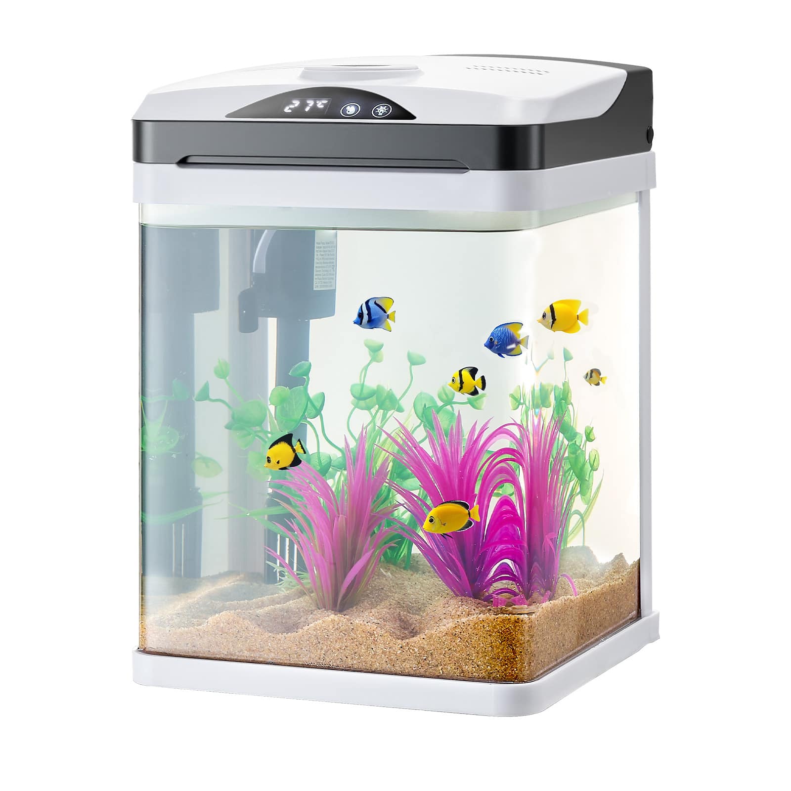 HOMLUX - 2 Gallon Fish Tank Aquarium LED Smart Square Clear Glass 7 Color Self Cleaning - White price history on PriceWatchPro
