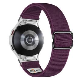 StrapsCo - Nylon Stretch Watch Band Strap For Samsung Galaxy Watch 7 - Purple (Silver Adapter)