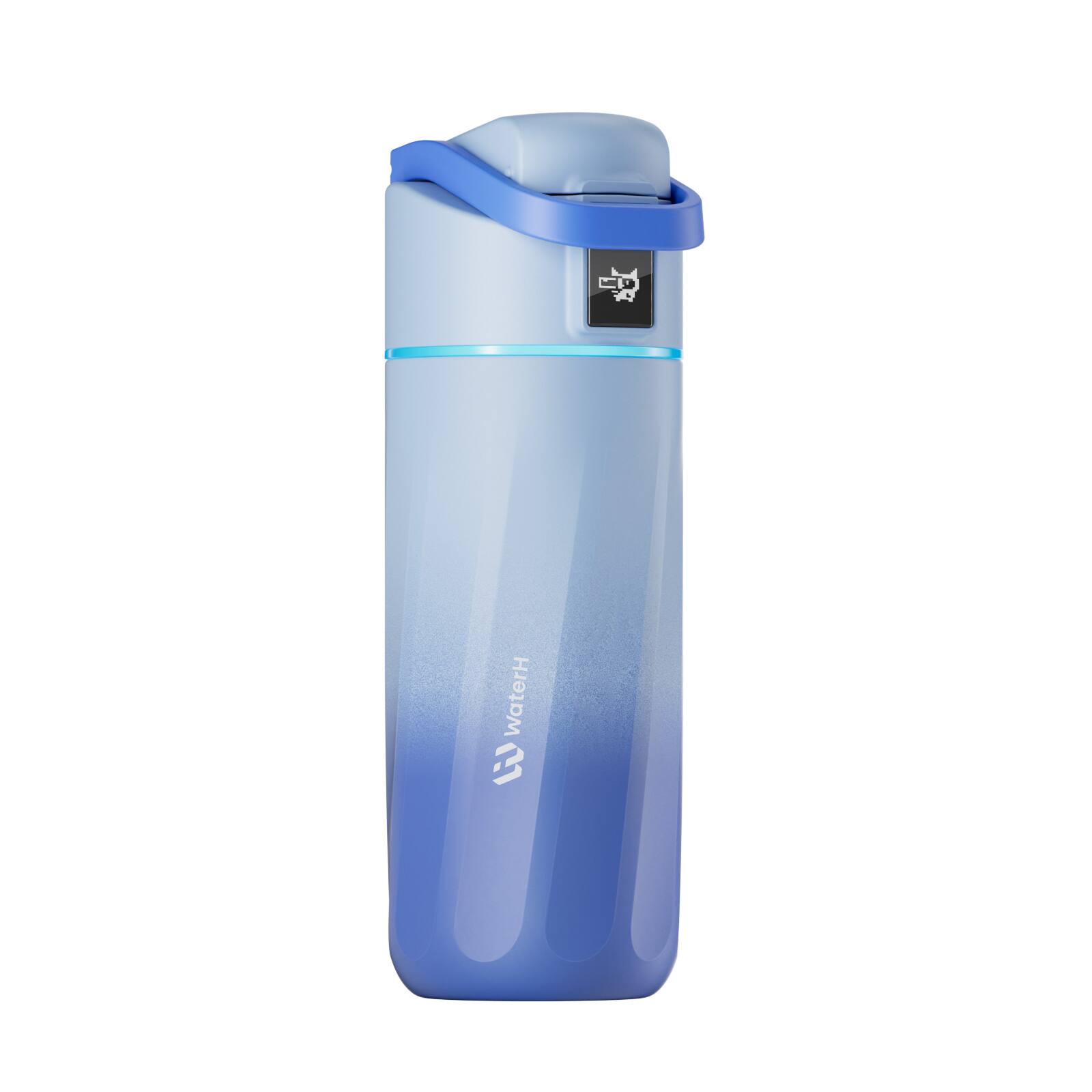 Front. WaterH - Interactive 16oz Smart Water Bottle for Kids – Gamified Hydration Tracker with Parent Monitoring and Drop Protection - Blue.