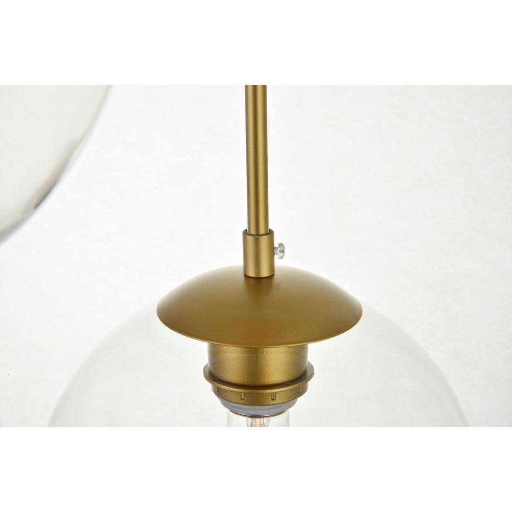 Alt View 1. Living District - Baxter 3 Lights Brass Pendant With Clear Glass - Brass And Clear.
