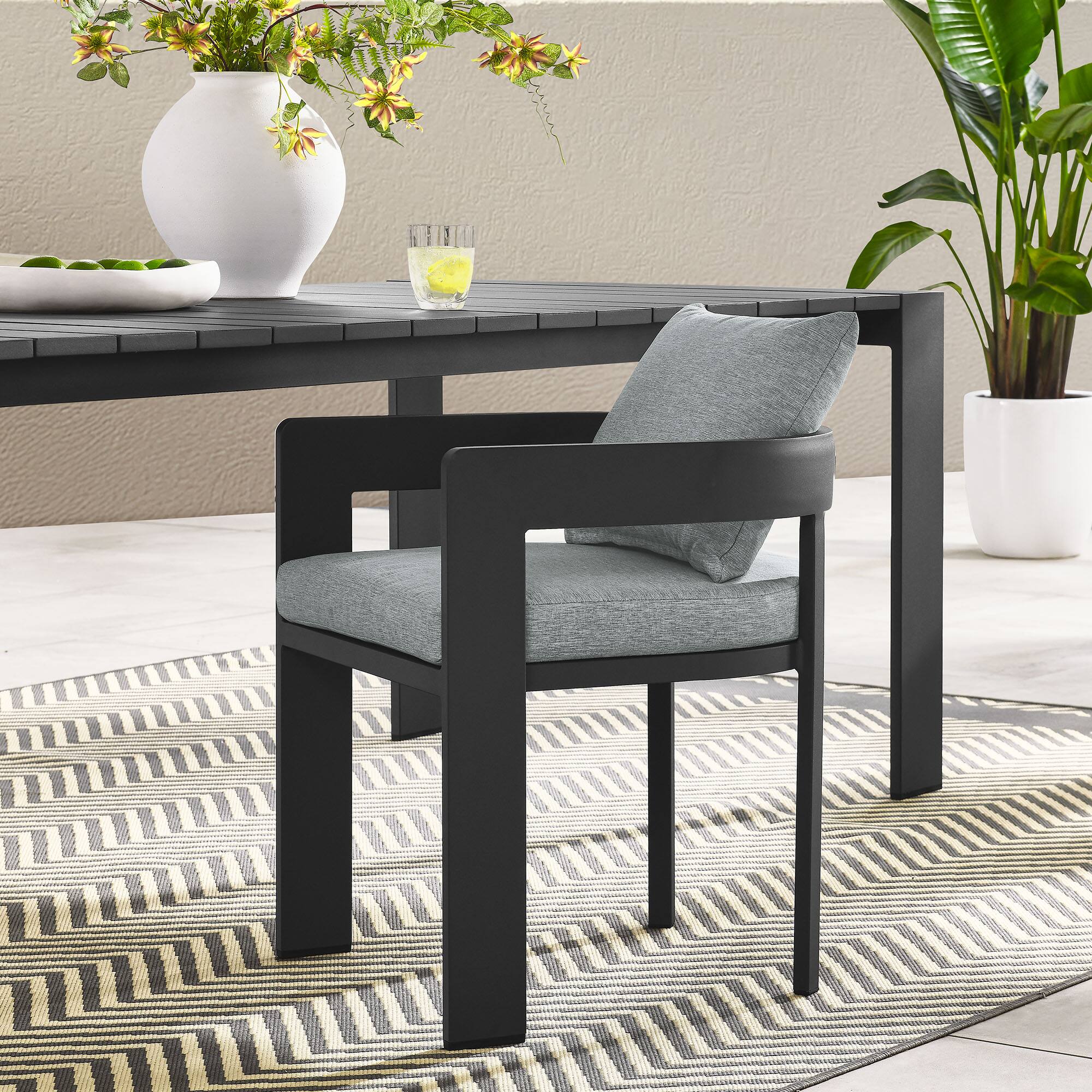 Front. Modway - Tahoe Outdoor Patio Aluminum Dining Chair by Modway - Gray Gray.