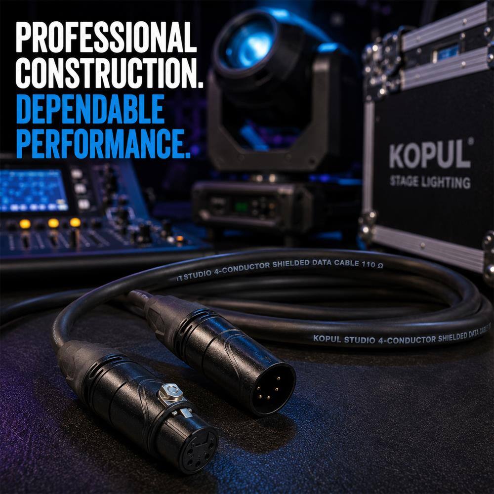 PROFESSIONAL CONSTRUCTION.  
DEPENDABLE PERFORMANCE.  

KOPUL' STAGE LIGHTING  
SHIELDED DATA CABLE 110 4-CONDUCTOR 17 STUDIO  

KOPUL SHIELDED DATA STUDIO 4-CONDUCTOR