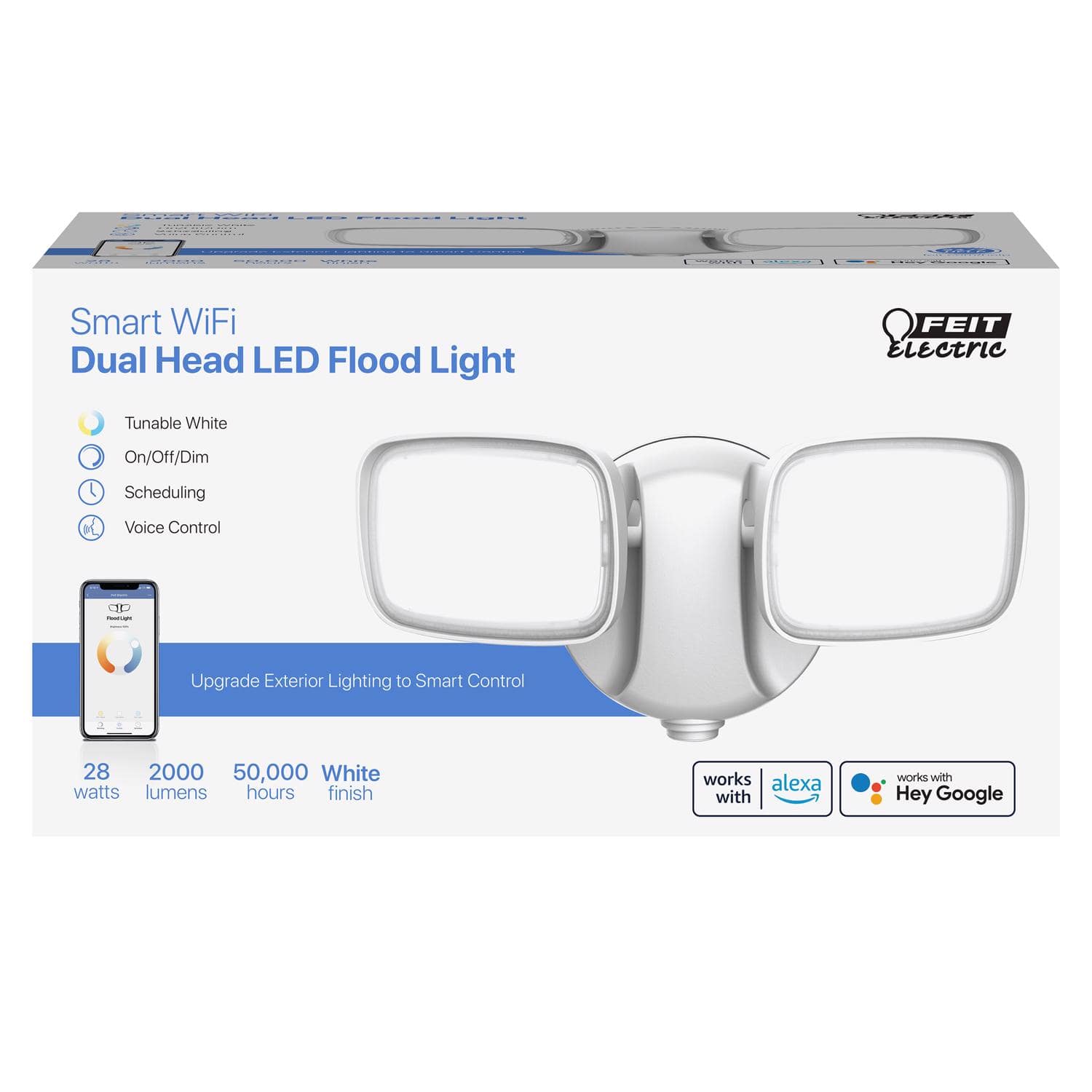 FEIT ELECTRIC - Feit Smart Home Switch Hardwired LED White Smart-Enabled Security Floodlight