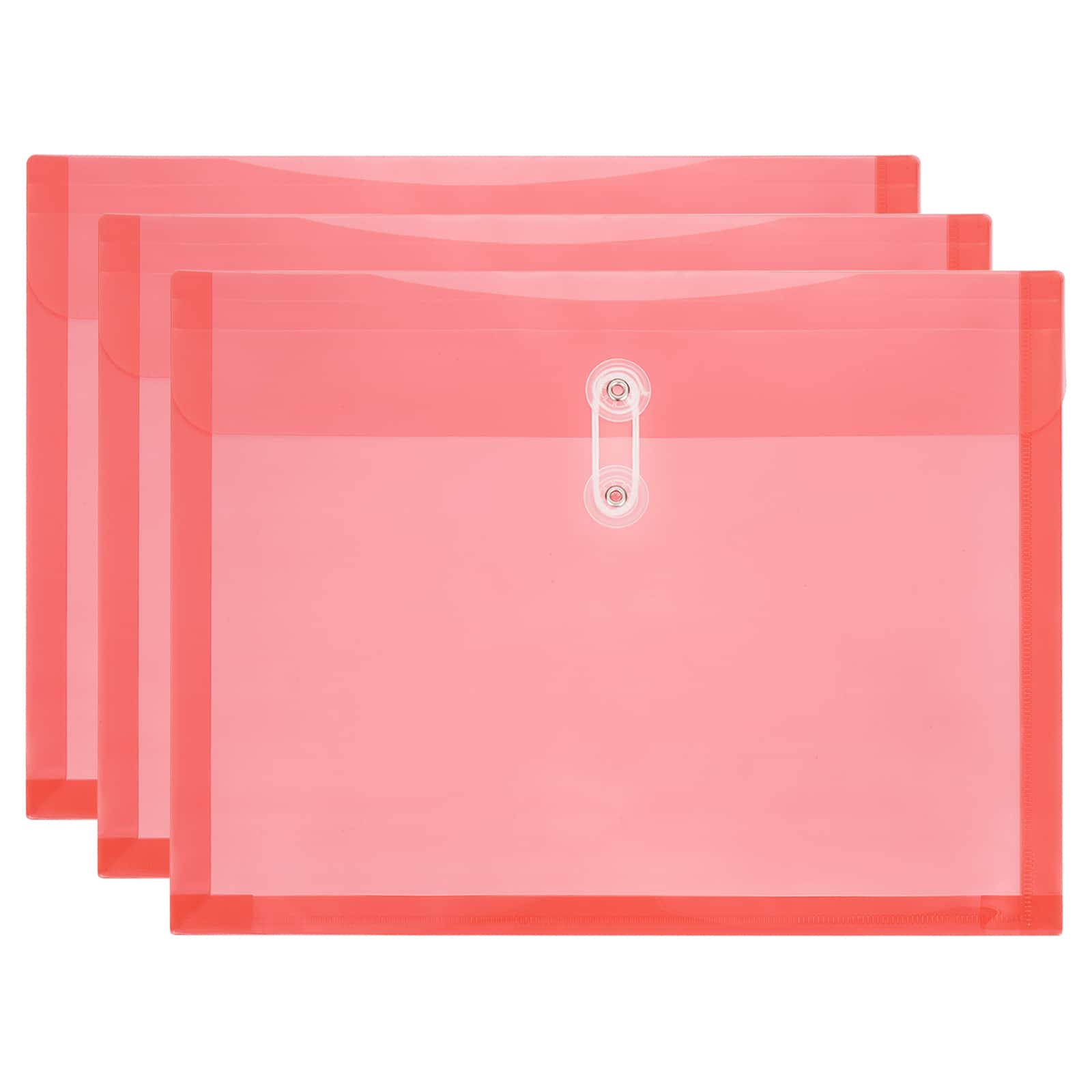 Unique Bargains - 3pcs Plastic Envelopes with Button String Tie Closure, A4 Size File Document Folders for Home Work Office Organization - Red price history on PriceWatchPro