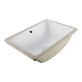 Undermount Bathroom Sink, 18.11x12.99 In Rectangular Ceramic Vessel Sink with Overflow Hole, Rectangle Small Space
