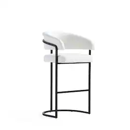 Manhattan Comfort - Augusta Modern Metal Upholstered Barstool - White