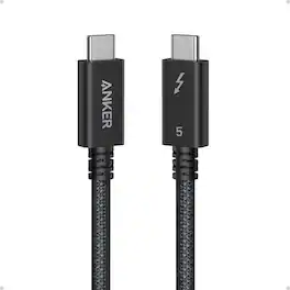 Anker - Prime Thunderbolt 5 Cable, 1.7 FT USB C to USB C Cable - Black