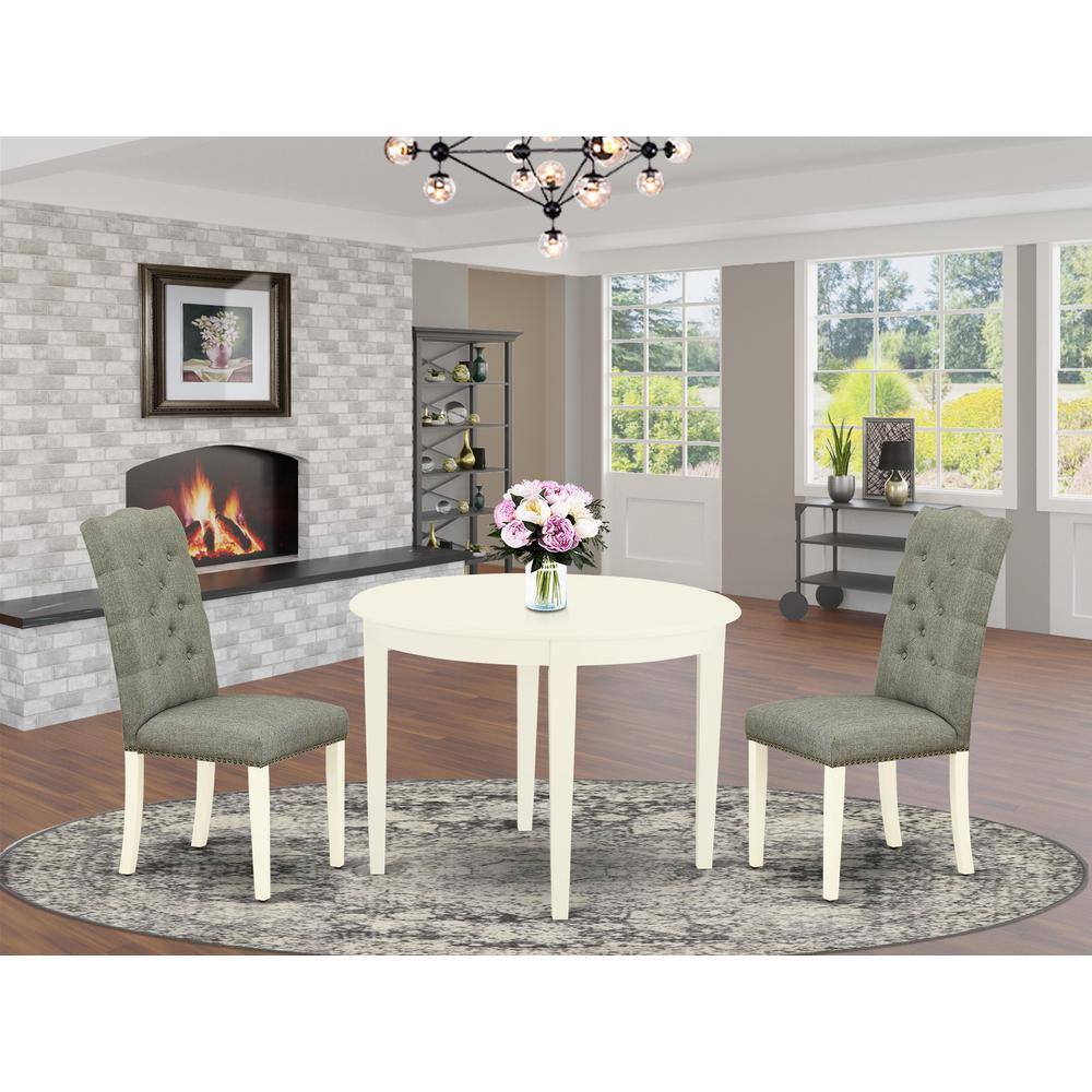 Left. East West Furniture - Dining Room Set Linen White - Brown.