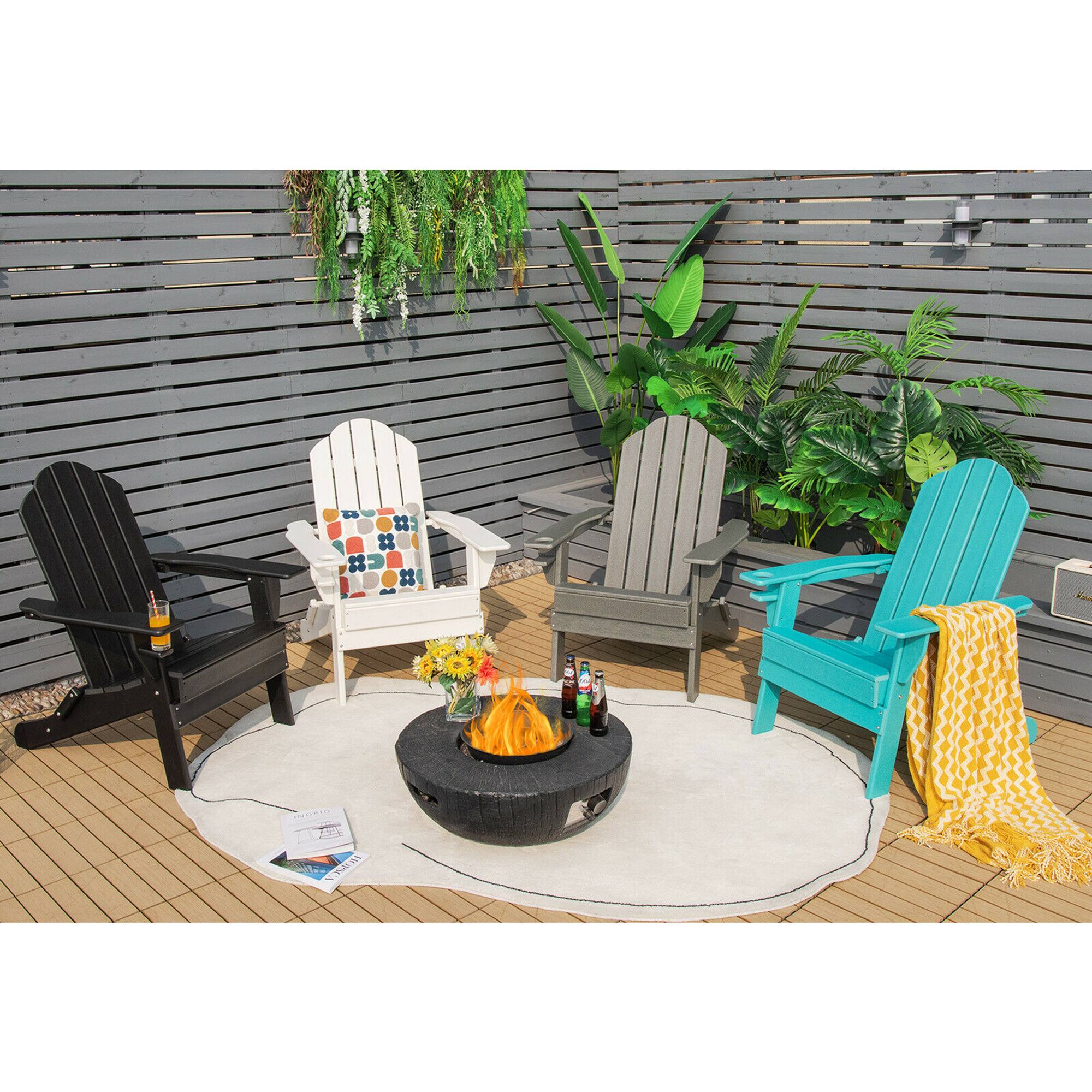 Alt View 3. Costway - Costway 2PCS Patio Folding Adirondack Chair Weather Resistant Cup Holder Yard - Black.