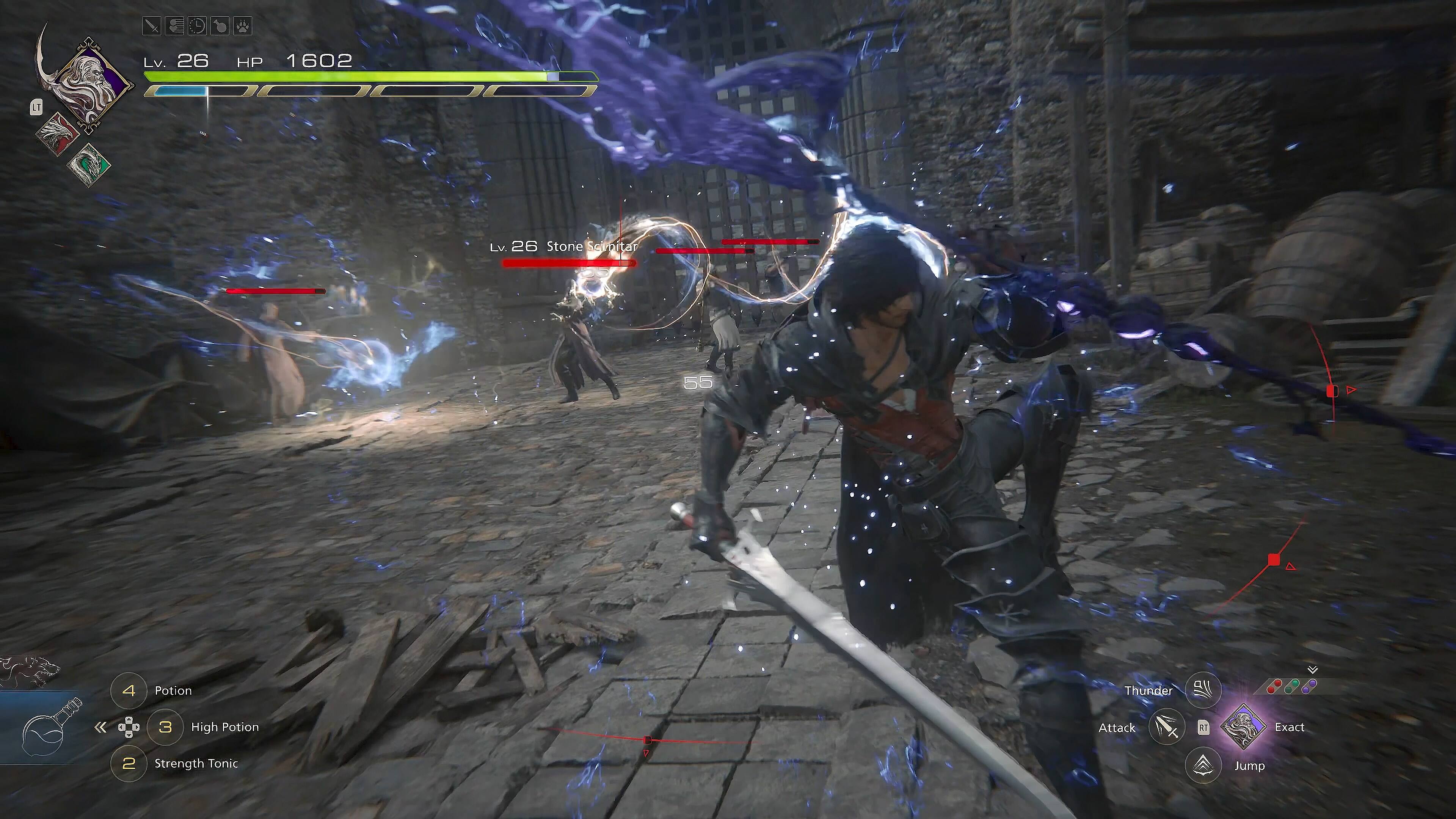 Lv. 26 HP 1602 LT Lv. 26 Stone Seuvitar 55 4 Potion Thunder a < 3 High Potion Attack d Exact 2 Strength Tonic Jump