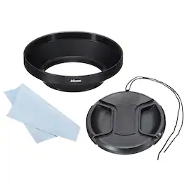 Unique Bargains - 46mm Wide Angle Lens Hood with Antireflective Matte Surface and 67mm Cap and Cloth for Nikon Fuji Pentax Leica - Black