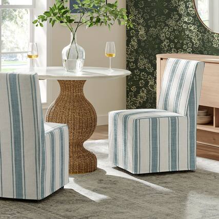 Front. Modway - Tessera Striped Slipcovered Dining Side Chair by Modway - Blue Stripe.