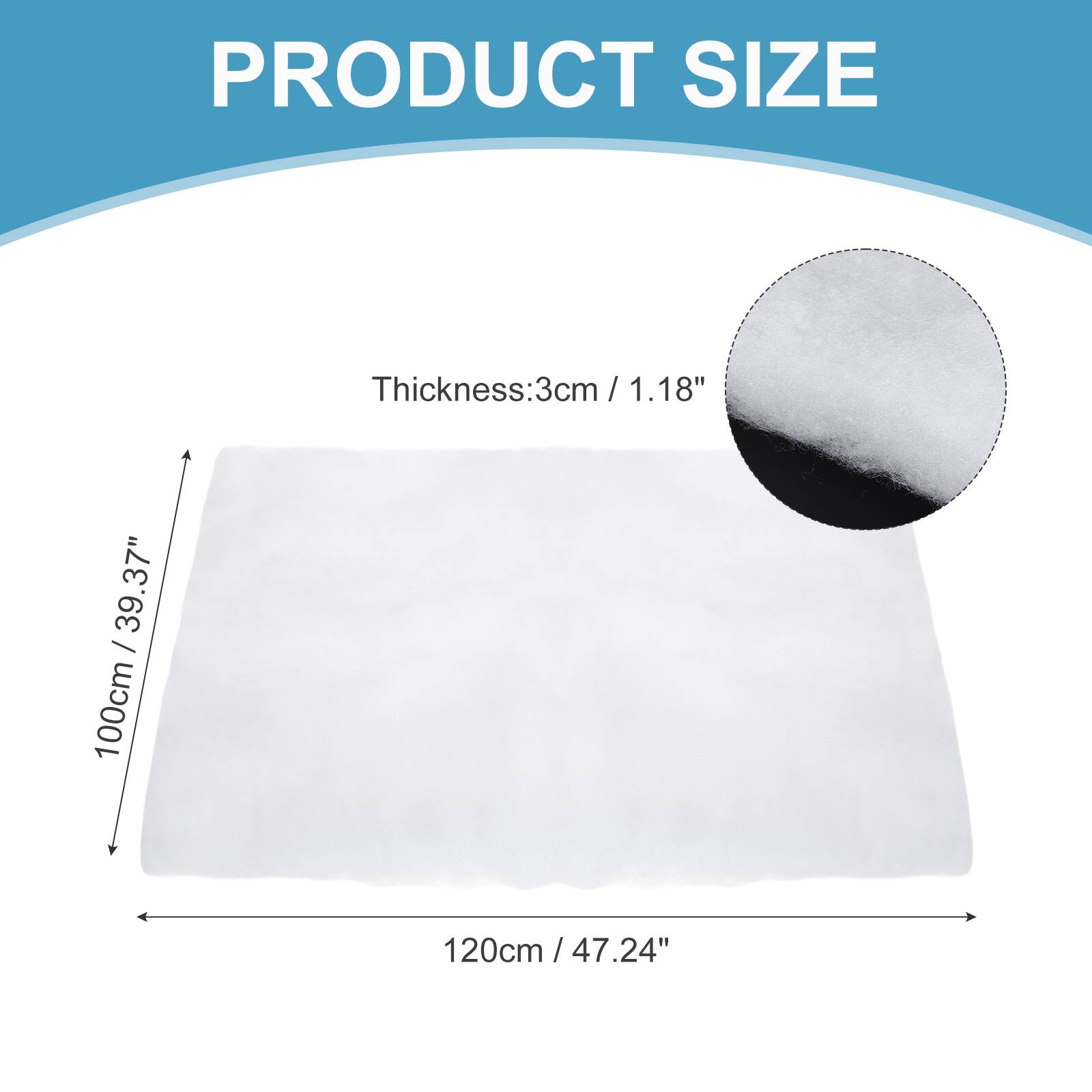 PRODUCT SIZE

Thickness: 3cm / 1.18"

100cm / 39.37" x 120cm / 47.24"