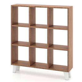 Pefilos - 9-Cube Bookcase with 6 Removable Shelves and Raised Support Feet- High Bookshelf - Brown
