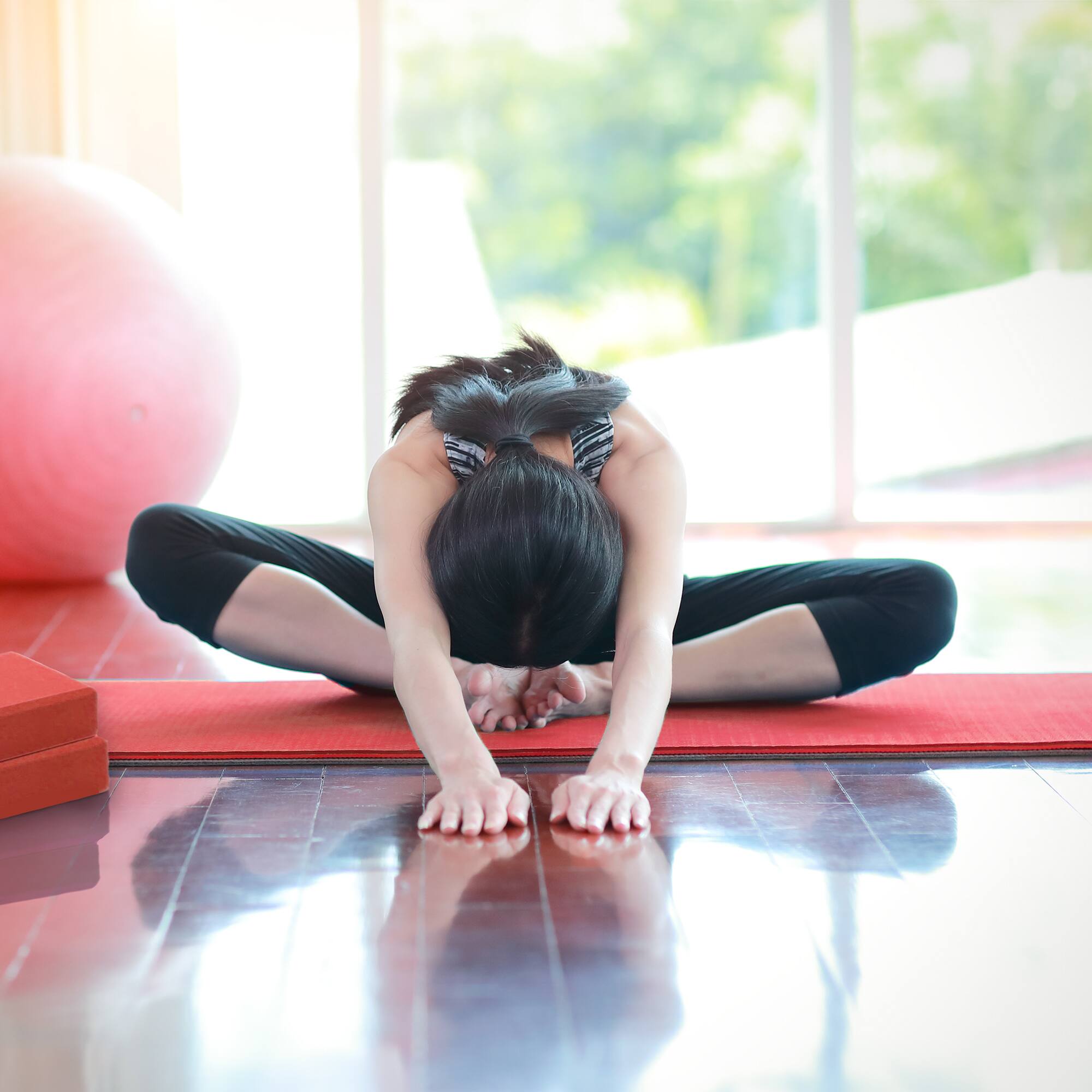 Alt View 5. BalanceFrom Fitness - BalanceFrom Fitness 7 Piece Yoga Set with Mat, Stretch Strap & Knee Pad, Red - Red.