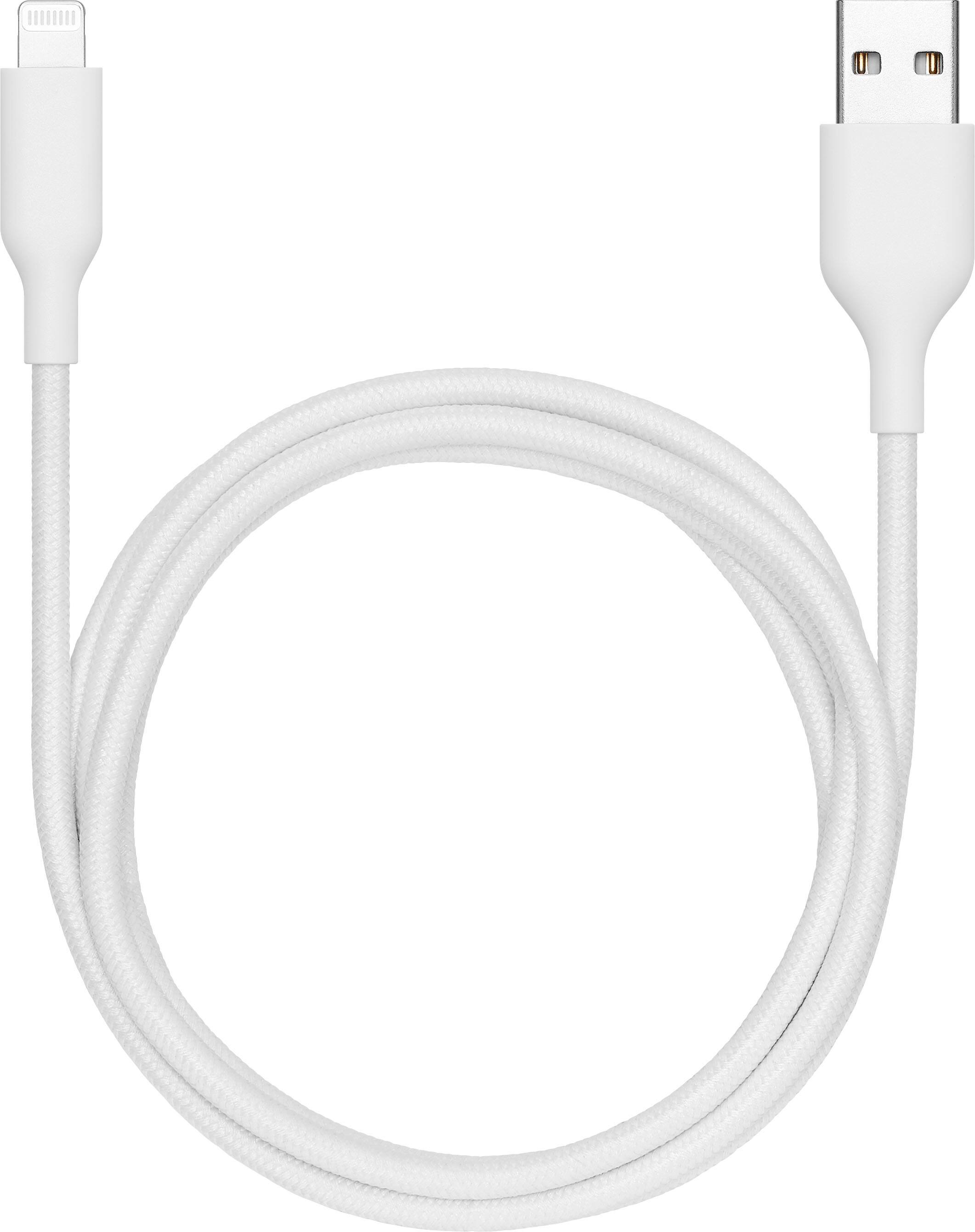 Alt View 7. Best Buy essentials™ - 4’ Lightning to USB Braided Charge-and-Sync Cable - White.