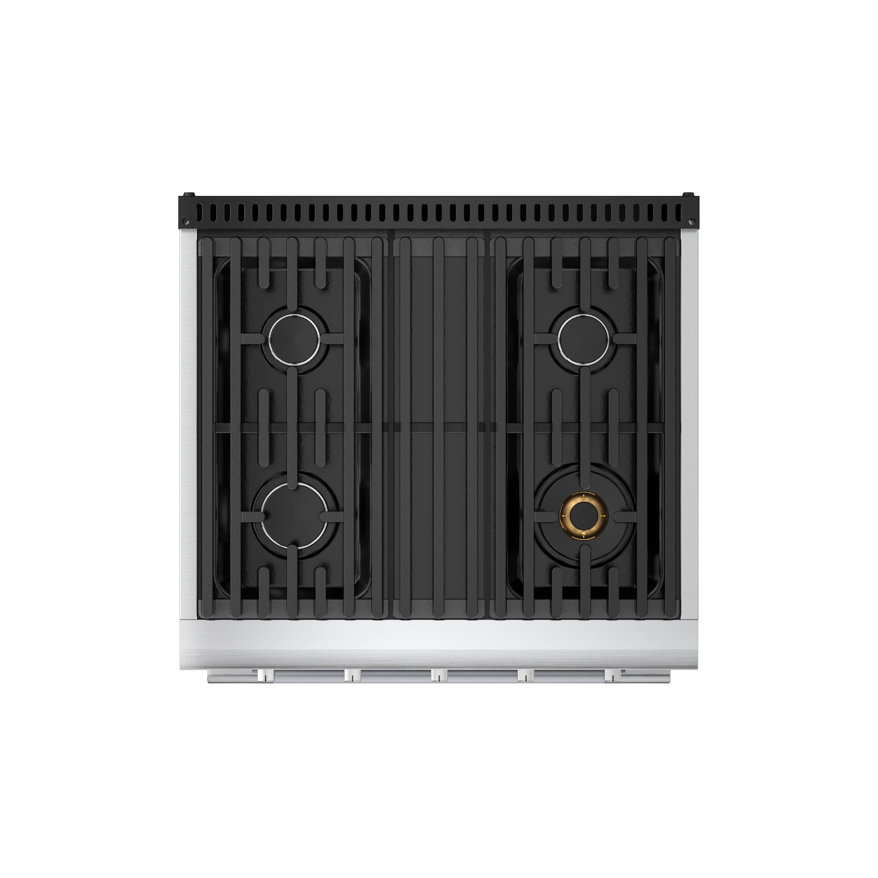 Alt View 6. Hauslane - HausPro 30 in. 4 Burners (20,000 BTU) Freestanding Dual Fuel Range in Stainless Steel with Convection Oven Silver - Stainless Steel.