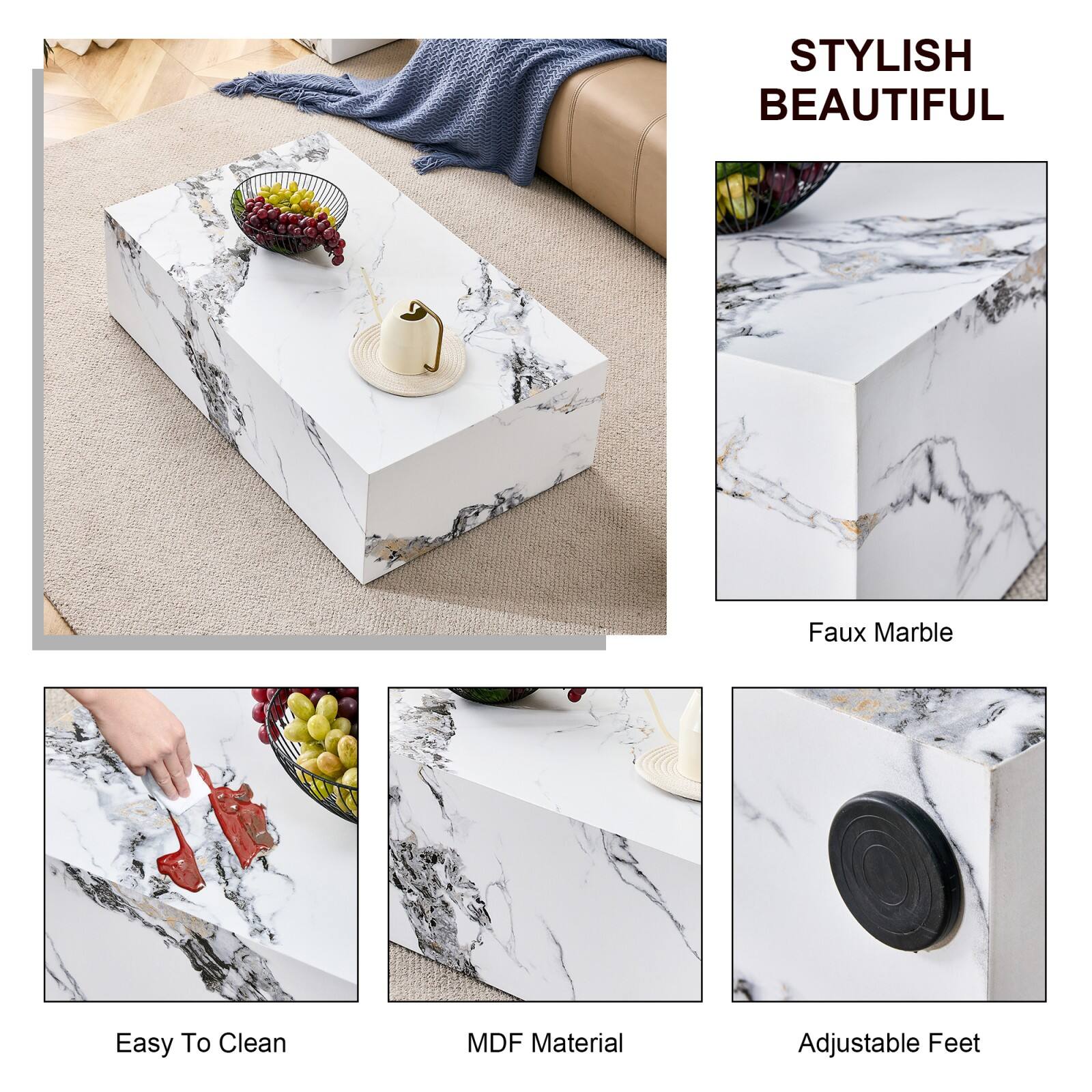 STYLISH BEAUTIFUL

- Faux Marble
- Easy To Clean
- MDF Material
- Adjustable Feet