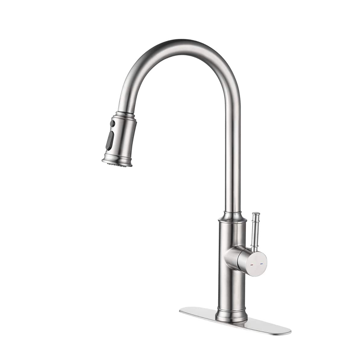 Ropilly- Pull Down Kitchen Faucet, Single Handle High Arc Faucet with Pull Down Sprayer- Brushed Nickel
