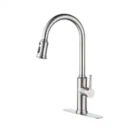 Ropilly - Pull Down Kitchen Faucet, Single Handle High Arc Faucet with Pull Down Sprayer - Brushed Nickel