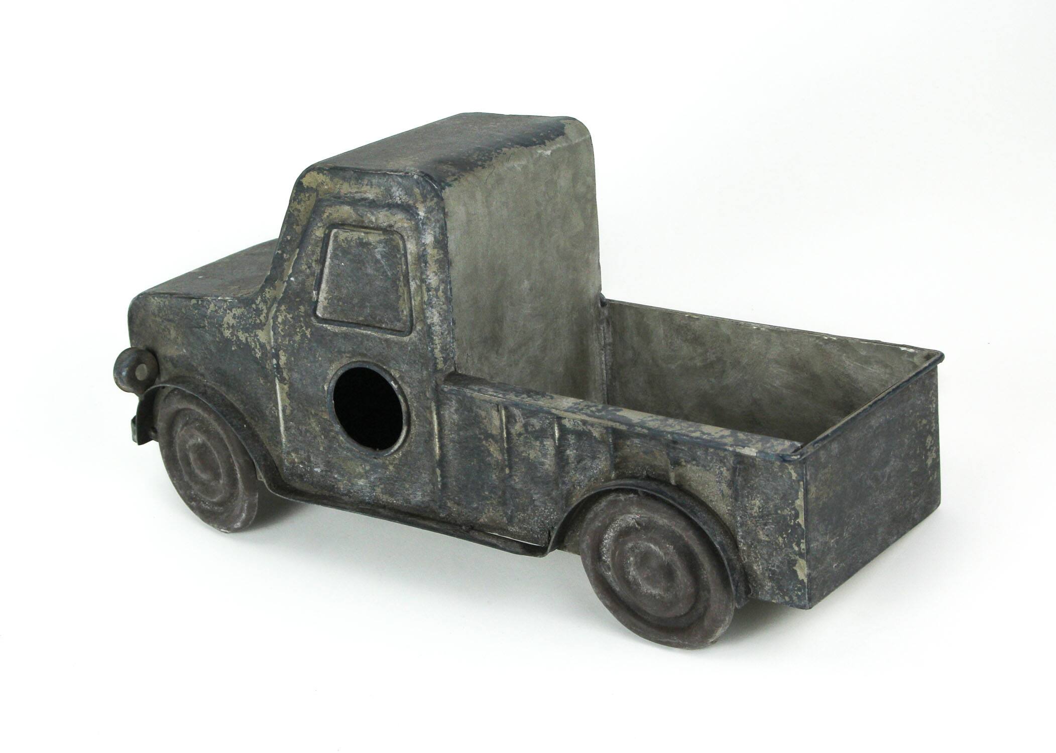 Alt View 1. Zeckos - Rustic Distressed Metal Retro Pickup Truck Hanging Birdhouse - Black.