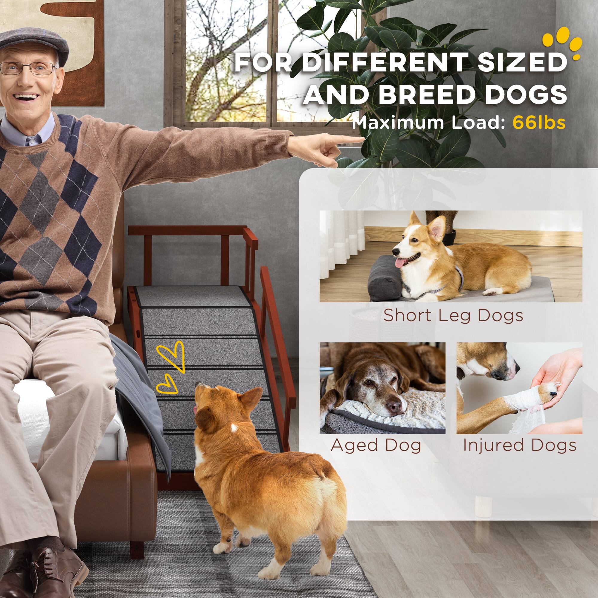 FOR DIFFERENT SIZED AND BREED DOGS  
Maximum Load: 66lbs  

Short Leg Dogs  
Aged Dog  
Injured Dogs