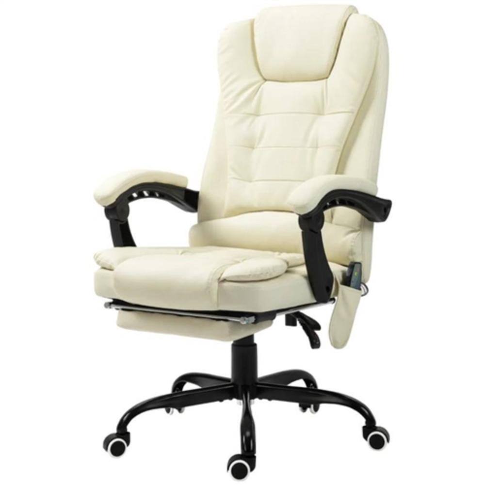 Hivvago - 7 Mode Vibrating High Back Executive Massage Adjustable Office Chair - Cream