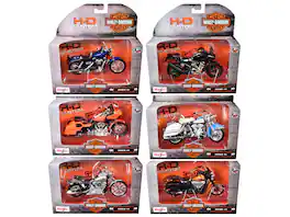 Motorcycle Models of Harley-Davidson Motorcycles 6 piece Set Series 44 1/18 Diecast Motorcycle Models by Maisto