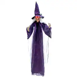 Boyel Living - 6ft Halloween Decoration Spooky Sound-Activated Hanging Witch with Voice and Motion Sensor - Purple