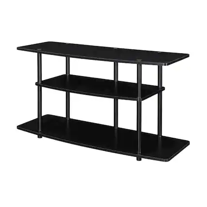 Front. FurniFact - Contemporary black TV stand, TVs up to 46 inches, particle board construction - Gray.