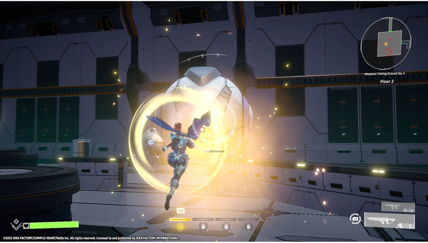 Weapons Testing Ground Sec J  
Floor 2  
RB 2 LO 12U1 6 3 2025  
IDEA FACTORY/COMPILE HEART/Neilo Inc.  
ALL rights reserved.  
Licensed to and published by IDEA FACTORY INTERNATIONAL  

©2023 IDEA FACTORY/COMPILE HEART/Neilo Inc. All rights reserved. Licensed to and published by IDEA FACTORY INTERNATIONAL.