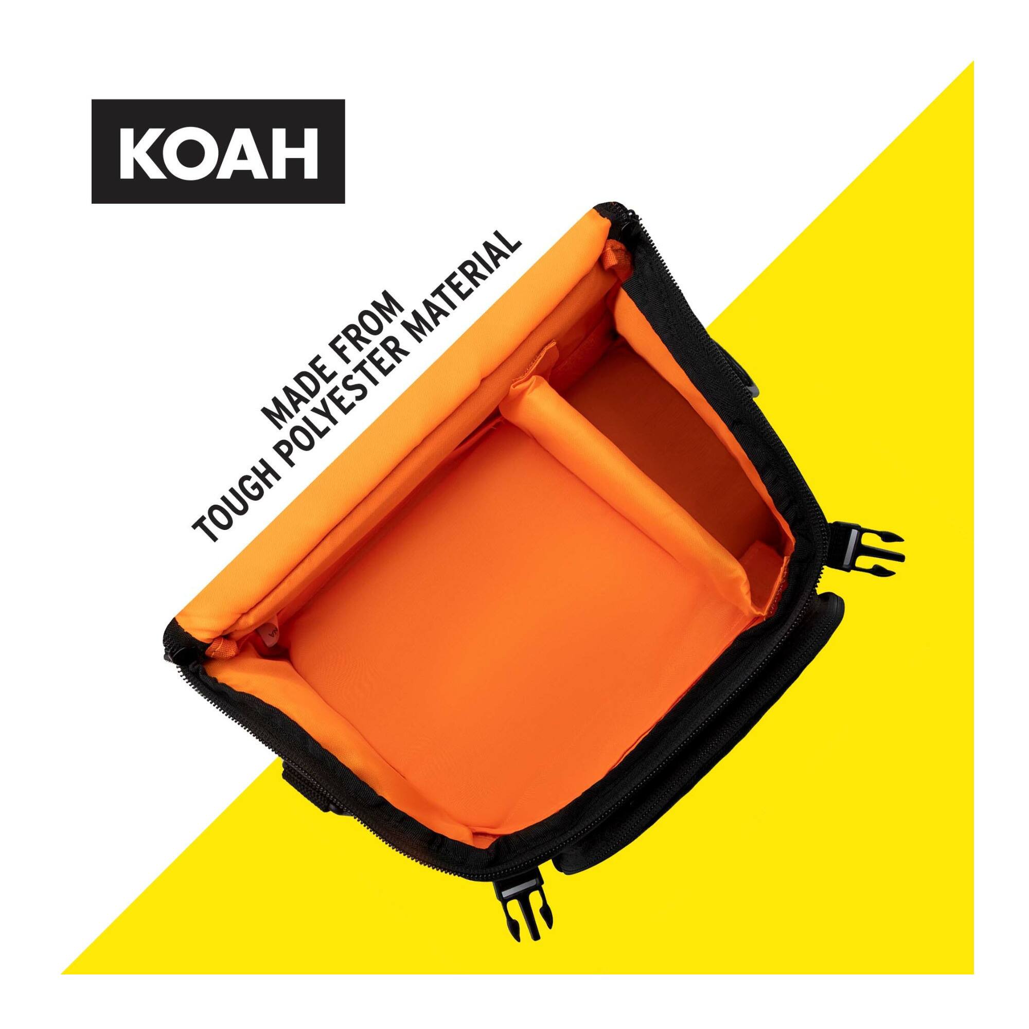 KOAH

TOUGH POLYESTER MATERIAL  
MADE FROM