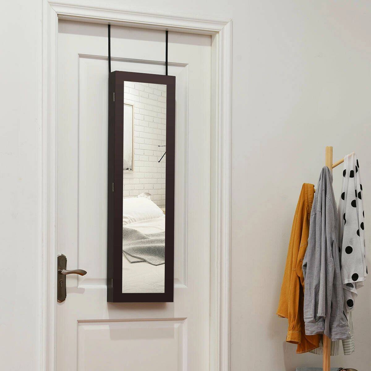 Alt View 8. Ecooso - Wall and Door Mounted Mirrored Jewelry Cabinet Organizer with Storage Compartments.