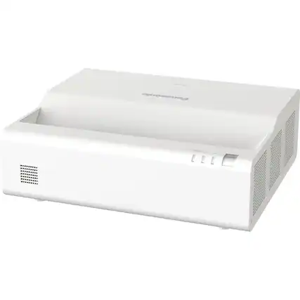 Front. Panasonic - Panasonic PT-CMZ50 Ultra Short Throw 3LCD Projector - 16:10 - Ceiling Mountable, Wall Mountable - White - Front, Rear - White.
