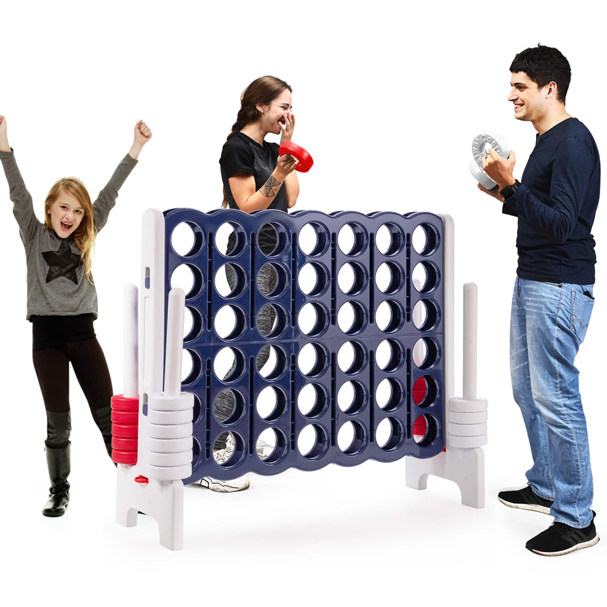 Front. Costway - Costway Jumbo 4-to-Score 4 in A Row Giant Game Set Indoor Outdoor Adults Kids Family Fun - Blue,White.