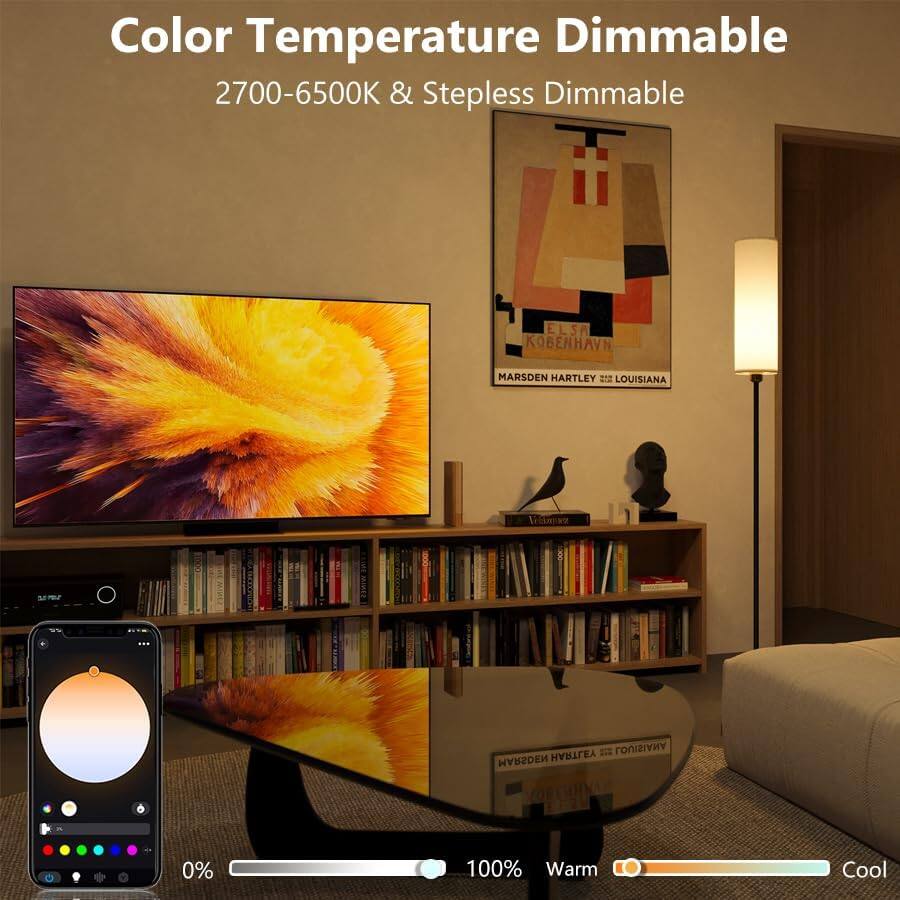 Color Temperature Dimmable  
2700-6500K & Stepless Dimmable  

0% 100% Warm Cool