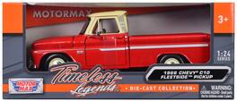 1966 Chevrolet C10 Fleetside Pickup Truck Top "American Classics" 1/24 Diecast Model Car by Motormax - Red with Cream