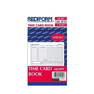 REDIFORM  
4K409  
100 SETS  
TIME CARD BOOK  
1 PART  
WEEKLY  

TIME CARD BOOK  
4K409  

27925  
20999  
7  
4W