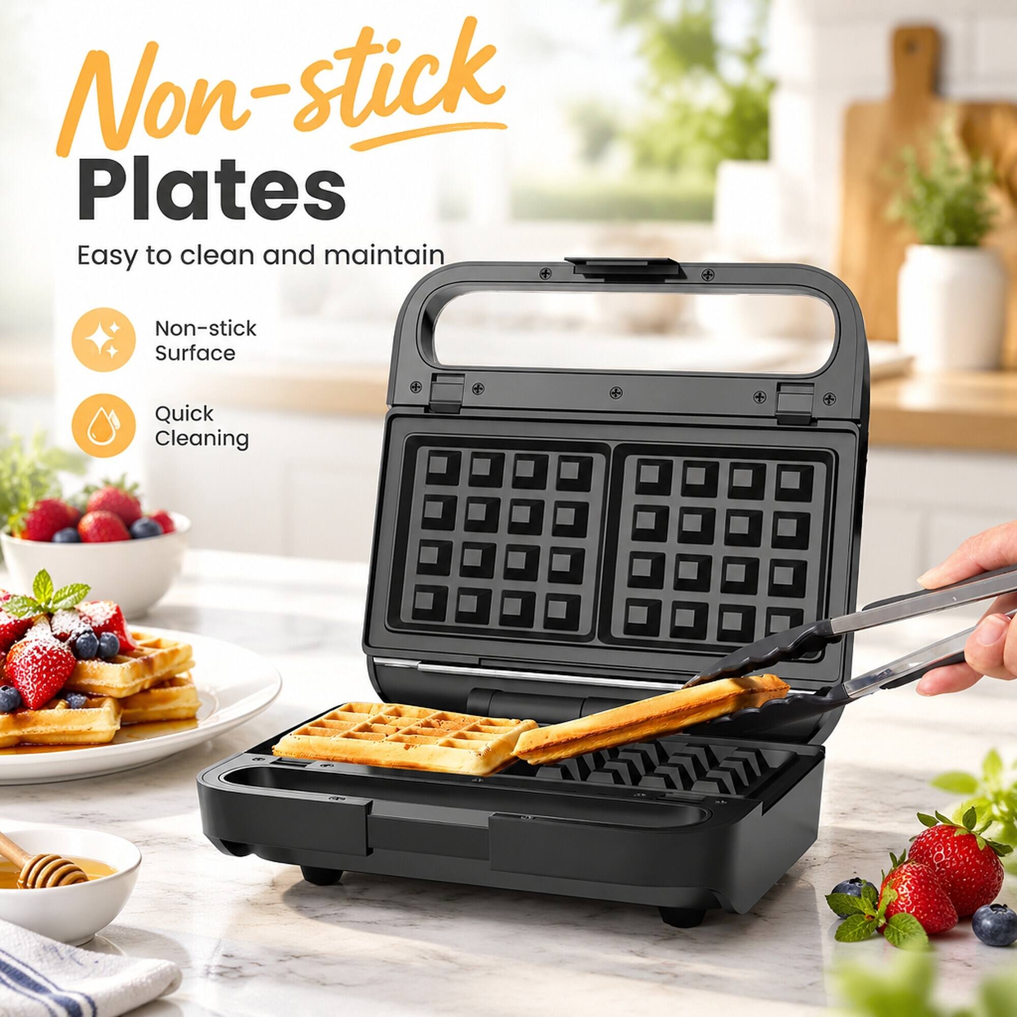 Non-stick Plates  
Easy to clean and maintain  
Non-stick Surface  
Quick Cleaning