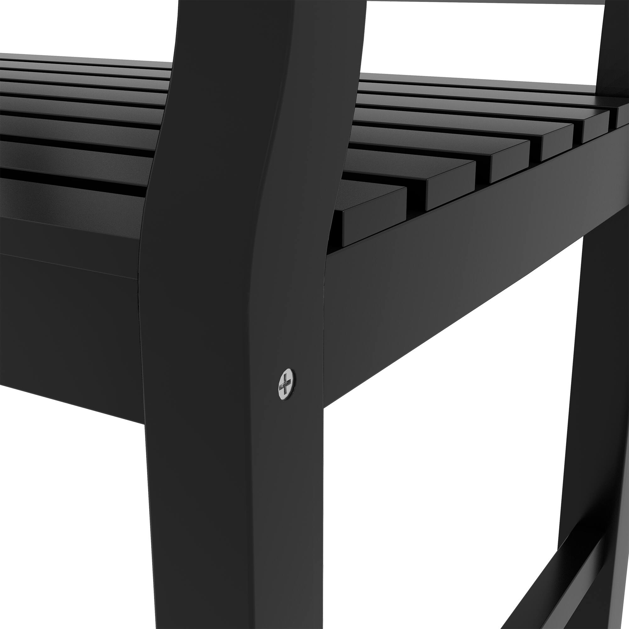 Alt View 7. Outsunny - Outdoor Garden Bench, Wooden Frame Patio Bench with Geometric Pattern, 43.25 Inch Weatherproof 2-Person Love Seat - Black.