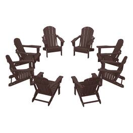 WestinTrends - Malibu Outdoor Folding Poly Adirondack Chair (Set of 8) - Dark Brown