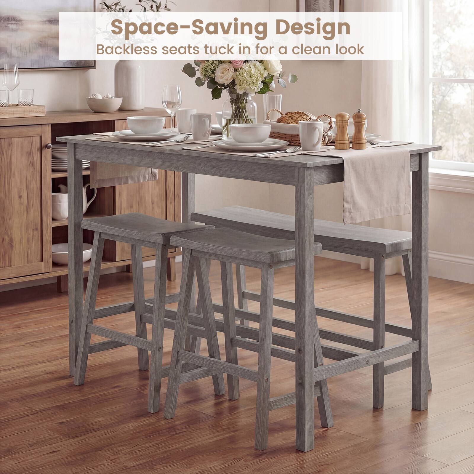 Space-Saving Design  
Backless seats tuck in for a clean look