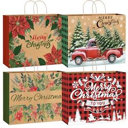 Vulpecula Spade - 12PCS Extra Large Christmas Gift Paper Bags, Xmas Jumbo Kraft Tote Bags for Gifts Treat Shopping Wrapping Bags for - Colorful