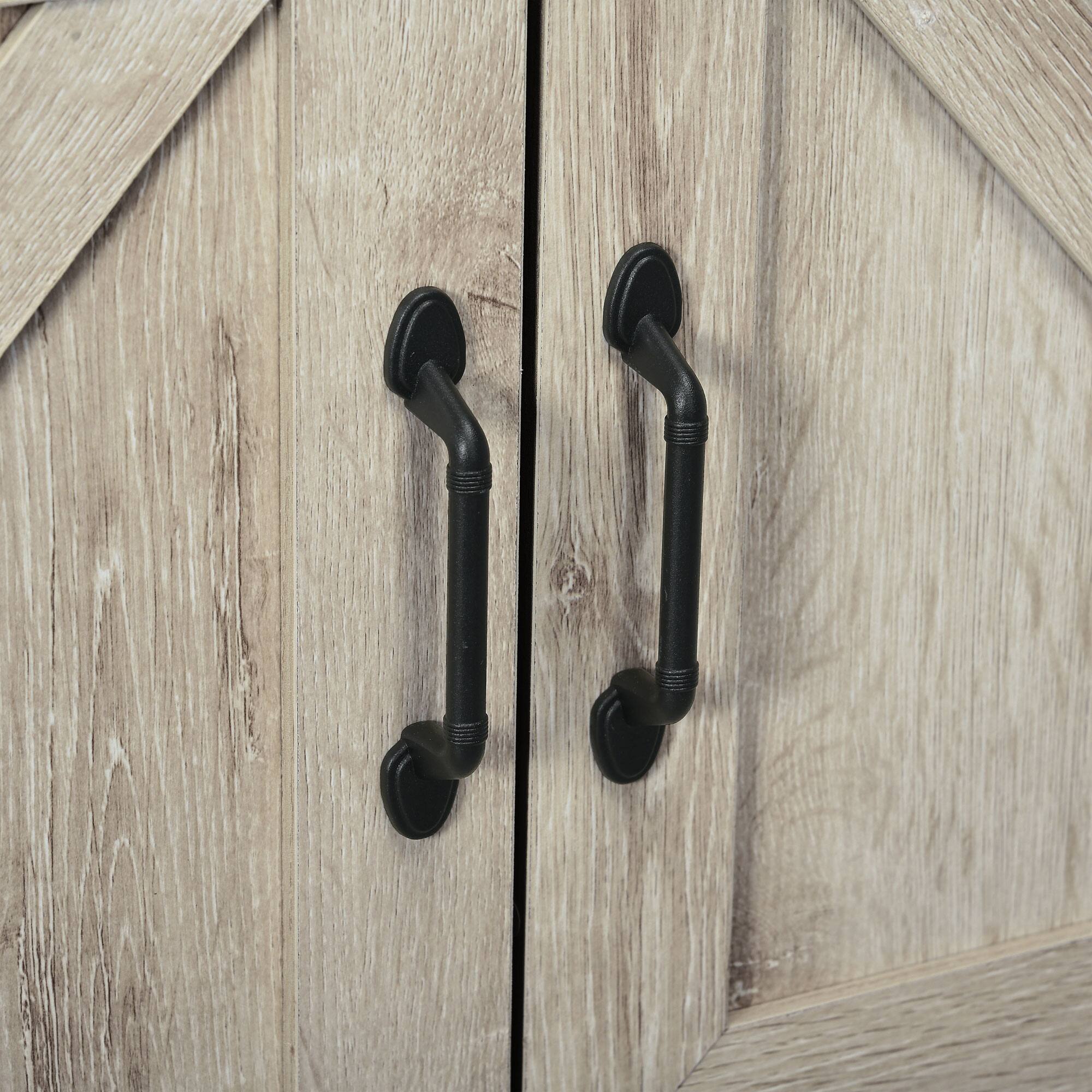 Alt View 7. Homcom - Farmhouse Double Door Coffee Bar Cabinet, Console Table, Sideboard Buffet Cabinet with Bottom Shelf for Living Room - Gray.