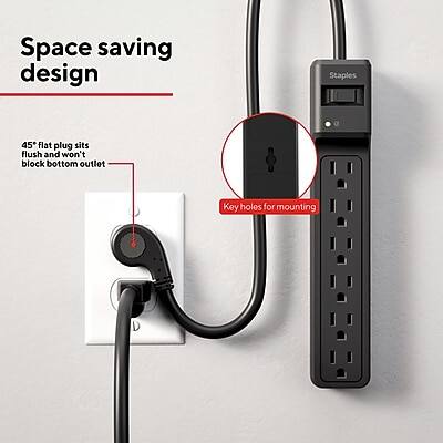 Space saving design

45° flat plug sits flush and won't block bottom outlet

Key holes for mounting